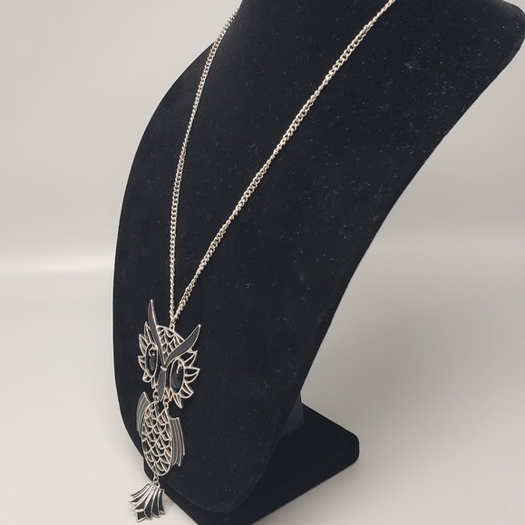 23.5" Vintage Silver-Tone Owl Necklace - Picture 4 of 11